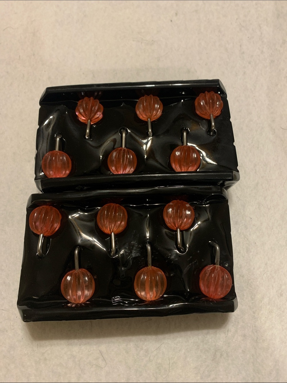 Decorative Orange pumpkin plastic Set of 12 shower curtain holders bath jewelry